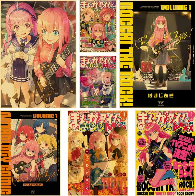 

Vintage Music Anime Poster Bocchi The Rock Retro Kraft Paper Painting Art Posters and Prints Room Decor Home Decoration Mural