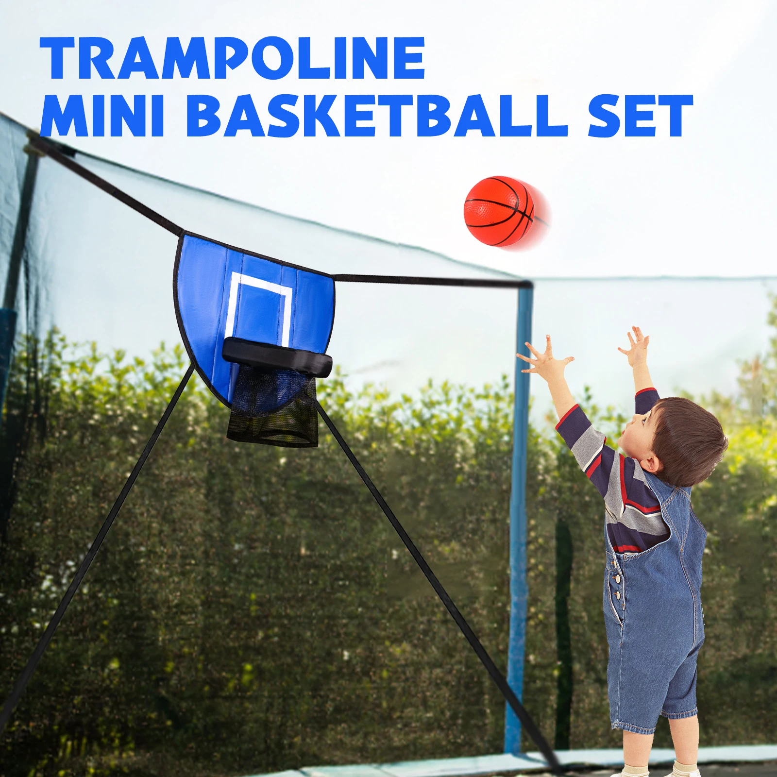 TrampolineBasketballHoopwithFoamBasketballPumpMiniBasketball