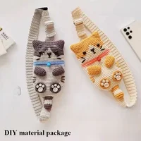 Cat Crossbody Bag DIY Material Yarn, Mobile Phone Bags Yarn Crochet Thread Set,Cute Coin Purse, Couple Weaving Gift Knitted Yarn 1