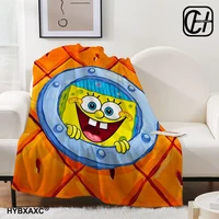 Go-SpongeBob Cartoon Printed Blanket Soft and Comfortable Flannel Throw Blanket Home Bed Sofa Children's Cute Birthday Gift 1