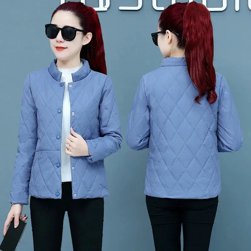 

2023 Autumn Winter Women Parkas Jackets Stand Collar Casual Thick Warm Female Outwear Short Streetwear Windproof Coat