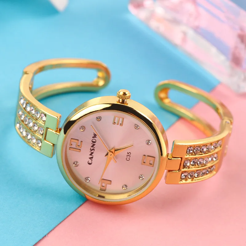 New Rhinestone Luxury Women Watches Female Fashion Gold Ladies Bracelet Watch Stainless Steel Bangle Wristwatch Dropship Reloj 3
