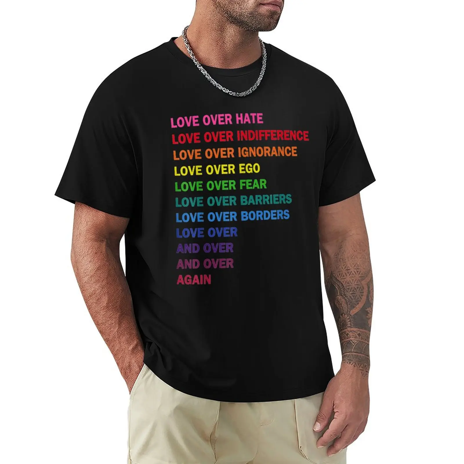 Love Over Hate, Love Over Analysis Lgb T-Shirt Sport Fans T-Shirt Vintage Da Uomo Oversize