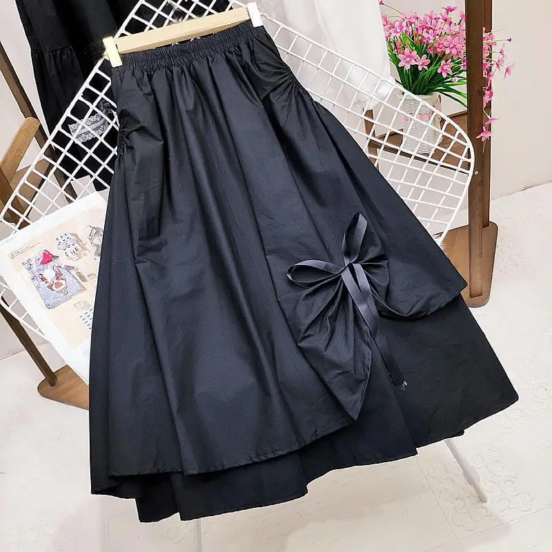 

2023 Spring and Summer New Slim Skirt Female Fake Pocket Design Irregular Large Swing Skirt Mid-length A-line Skirt