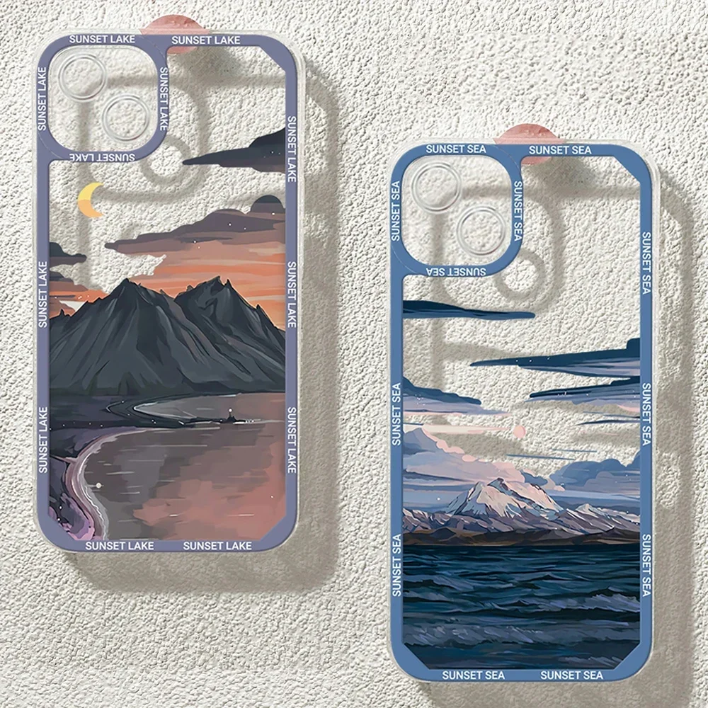 Aesthetic Anime Landscape Transparent Phone Case - Soft, Scenic Design Cover
