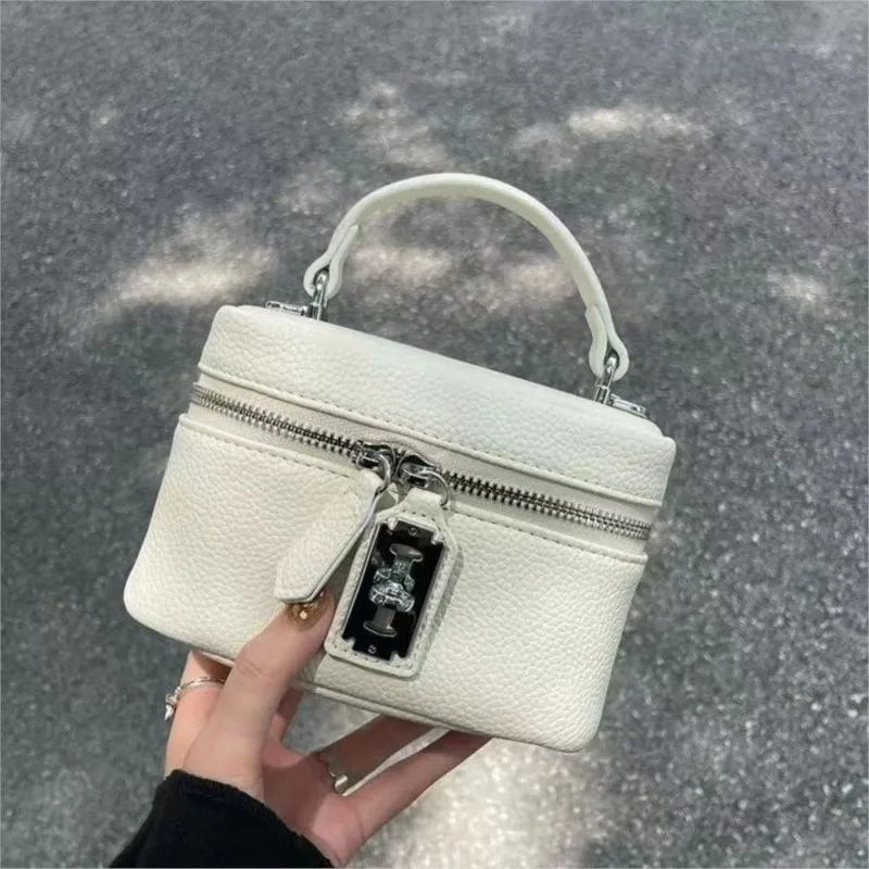 Beige Pebbled Texture Box Handbag Single Women Leather Petite Exquisite Shoulder Bags Ladies Fashion Sle Versatile Crossbody Bag
