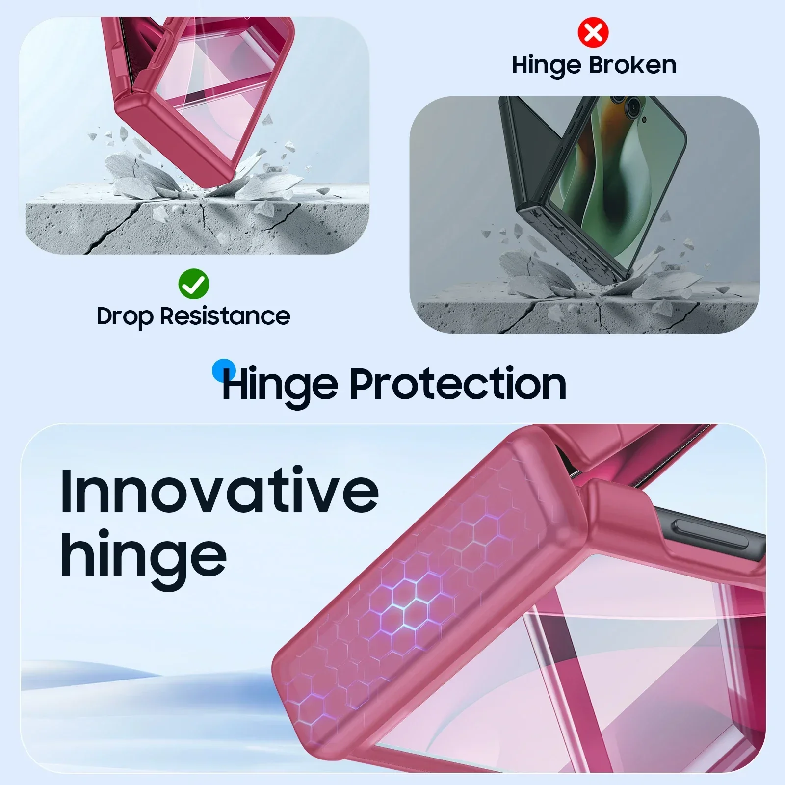 Rose Red Magnetic Translucent Matte Shockproof Phone Case with Screen Protector