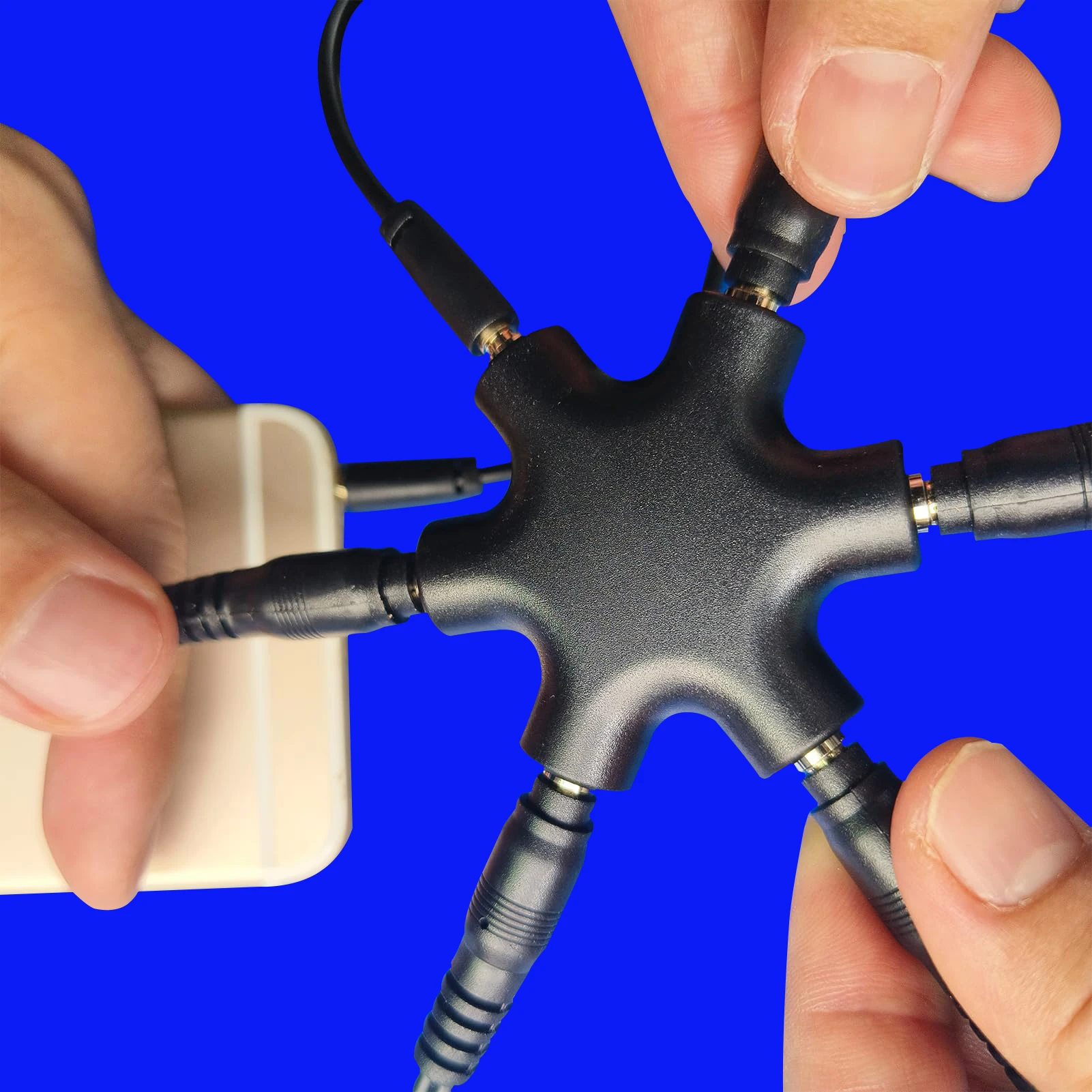 5 in 13.5mm Multi Headphone Audio Splitter 5-Jack Female Connector Adapter with 3.5mm Stereo Cable 20cm & 100cm,3-in-1Pack