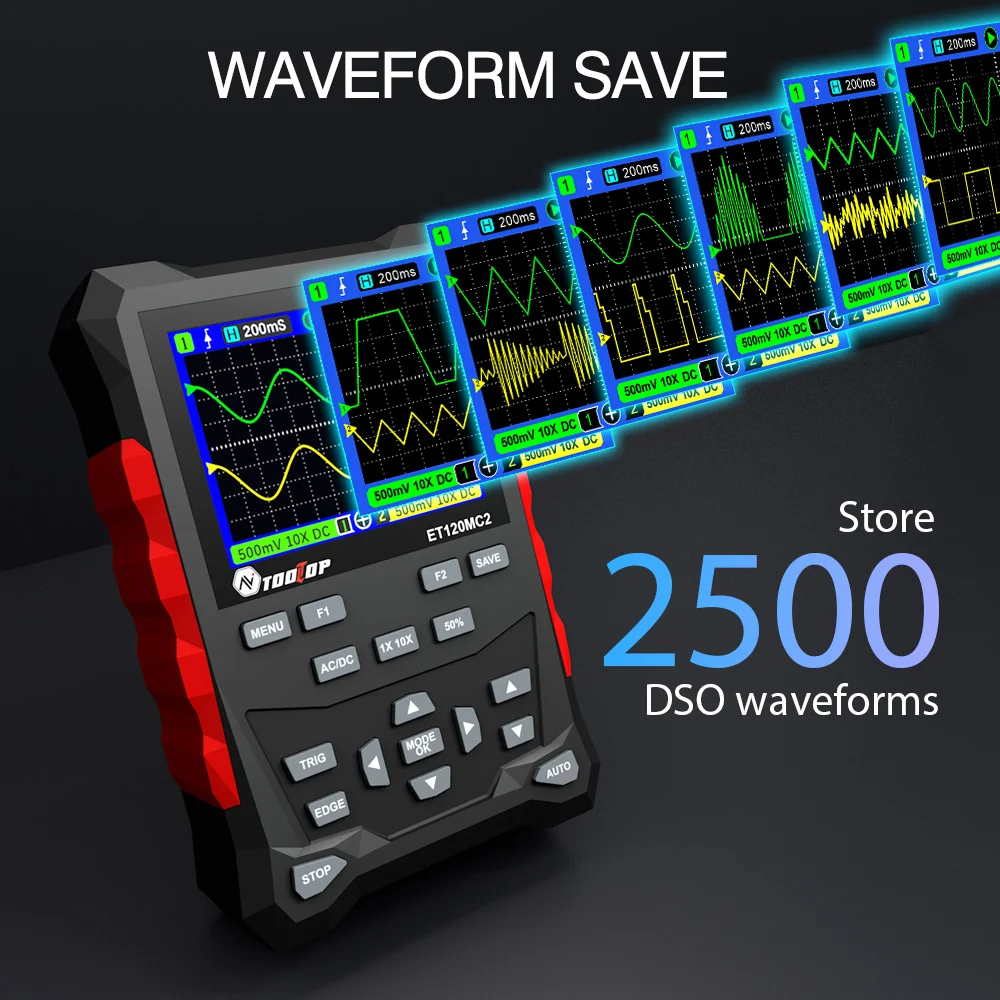ET120MC2 Dual Channel Handheld Digital Oscilloscope 120MHz 500MSa/S Sampling Rat