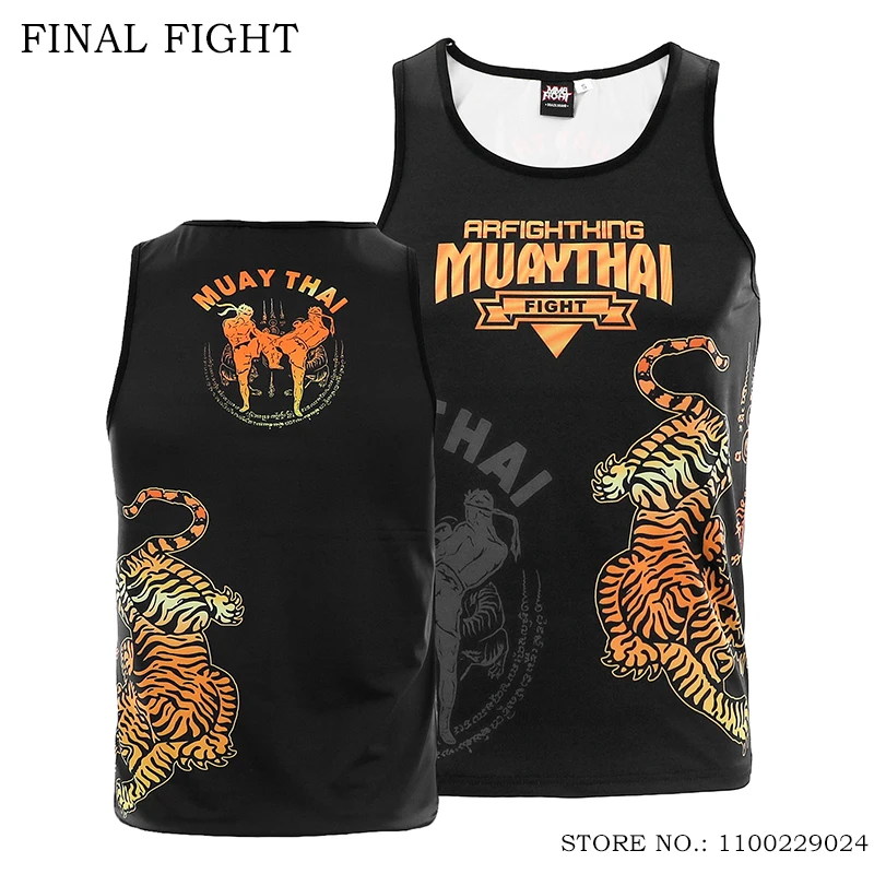 Muay Thai Tank Top Tiger Tattoo Boxing T Shirt Sleeveless MMA Martial Arts Thai Kickboxing Fighter Gift Boxer Training Singlet