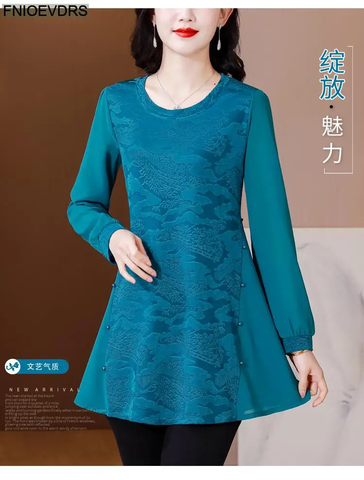 L-5XL Loose Clothes 2024 Women Spring Long Sleeve Elegant Ruffles Shirts Casual Retro Floral Tunic Peplum Tops And Blouses
