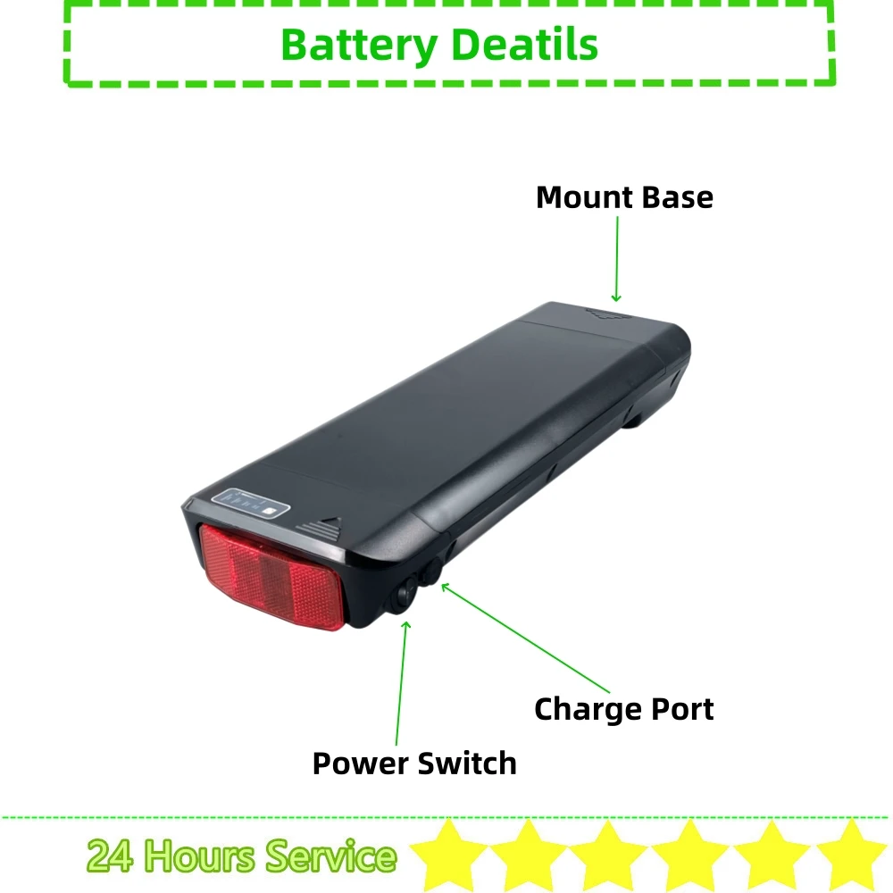 Batteria per bici elettrica Elcykel da 28 pollici 36V 10.4Ah 10Ah 12Ah 14Ah Montaggio portapacchi posteriore per batteria per bici elettrica Elcykel Kayoba E-legance - immagine 4