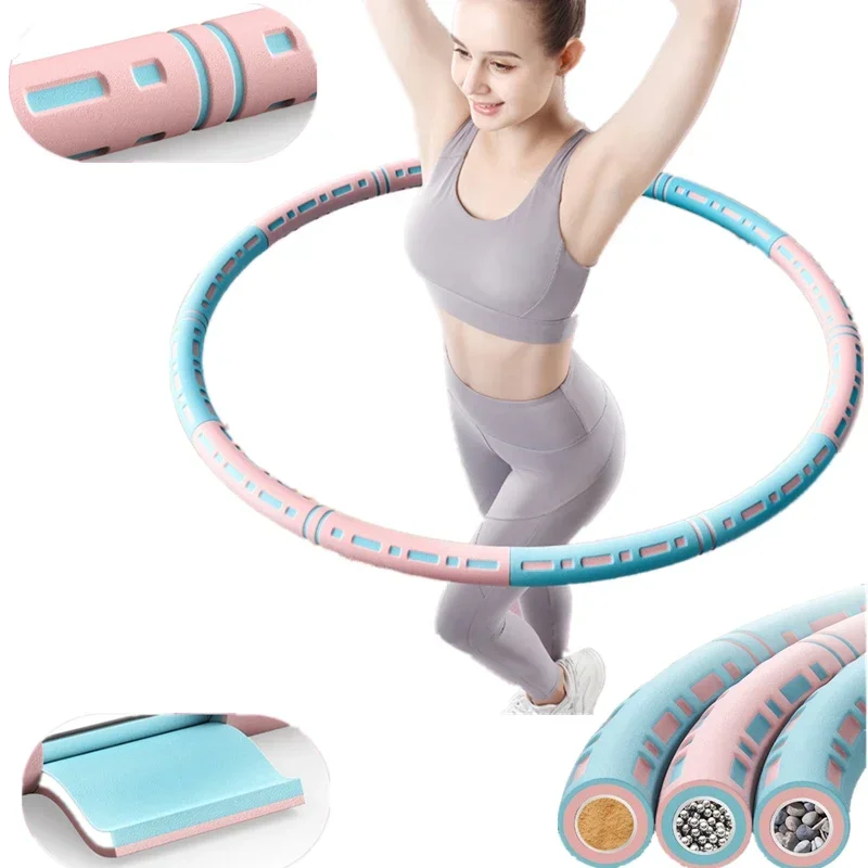 6 Sections Detachable Stainless Steel Sport Hoop Buiktrainer Fitness Gym Tool Weighted Waist Trainer Ring Workout Equipment