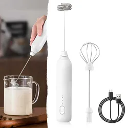 Cordless Electric Handheld Milk Frother and Beverage Mixer (WHITE)