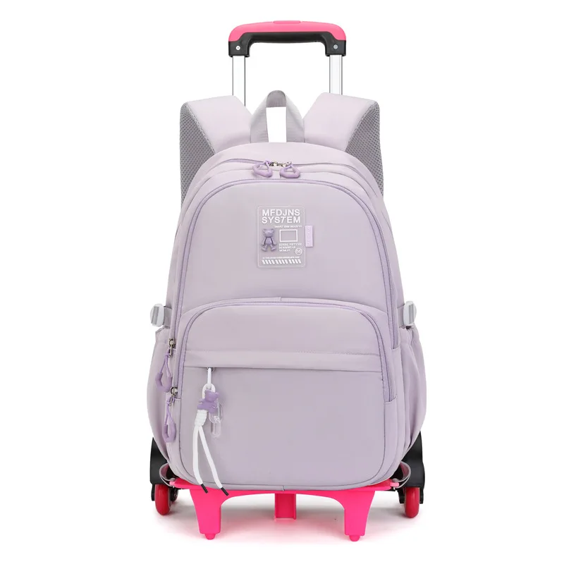 Children Rolling Backpacks School bags for Girls Trolley Backpack with Wheels Waterproof School Bag Student Wheeled Backpack