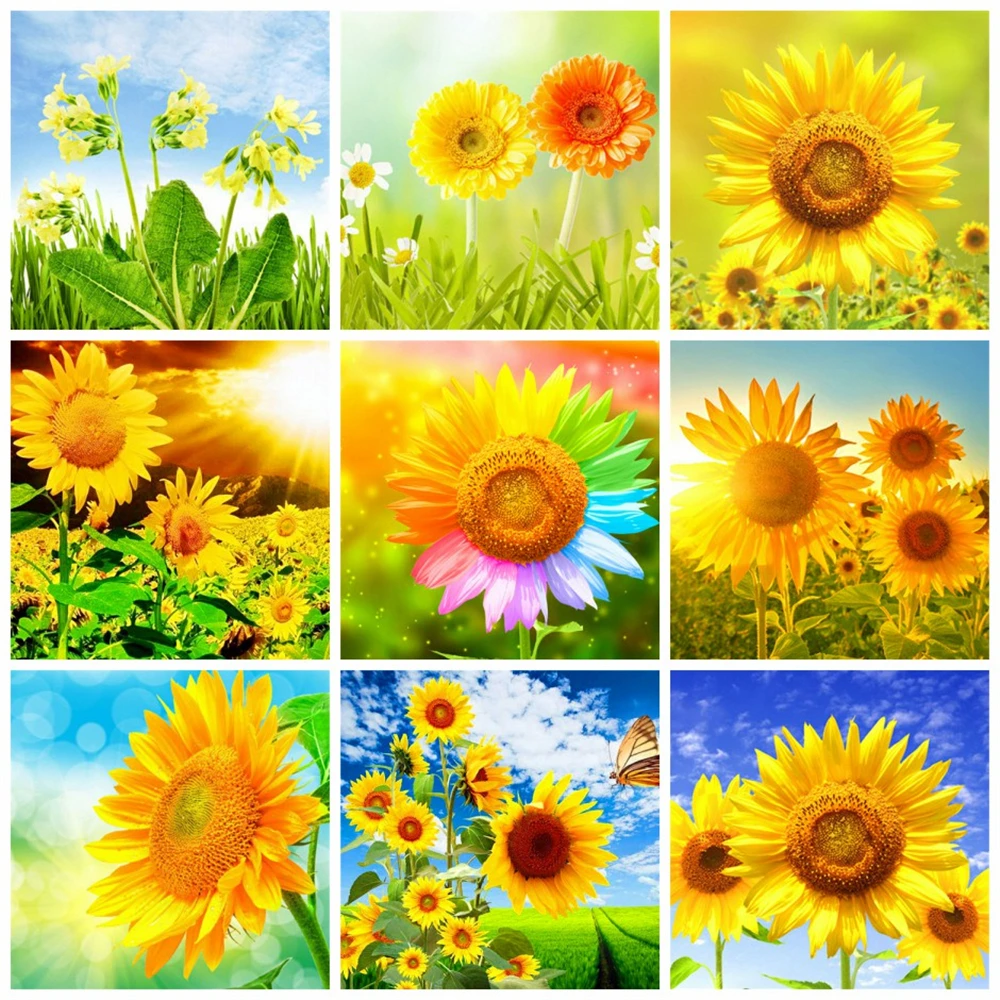 5D DIY Full Drill Square Round Diamond Painting Kit Fantasy,sunflower  Diamond Embroidery Wall Painting Home Decor 