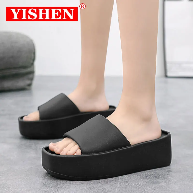 

YISHEN Women Platform Slippers Zapatillas De Mujer Plain Summer Casual Shoes Sandals For Women Flat Shoes Outdoor 6CM High Heels