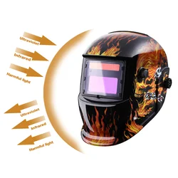 Casque de Soudage Type Caméléon à Large Vue, Accessoire de Couleur Véritable, Auto Obscurcissant, à Énergie Solaire, pour le Soudeur à l'Arc, le Meulage et la Coup 