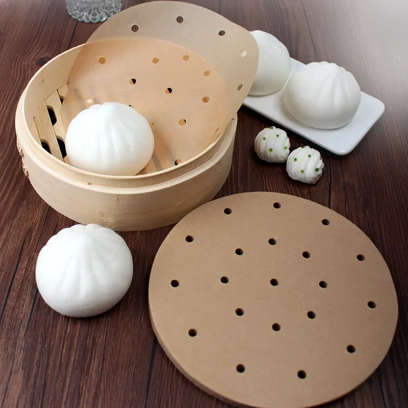 Air Fryer Paper 100pcs Air Fryer Paper Square Round Baking Mat Air Fryer Liners Disposable Perforated Parchment Steamer Baking Papers Sheets