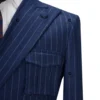 Cenne Des Graoom 2023 Blue Pinstriped Suits for Men Right Side Button Peak Lapel Jacket Pants 2 Pcs Slim Fit Groomsman Wedding 3