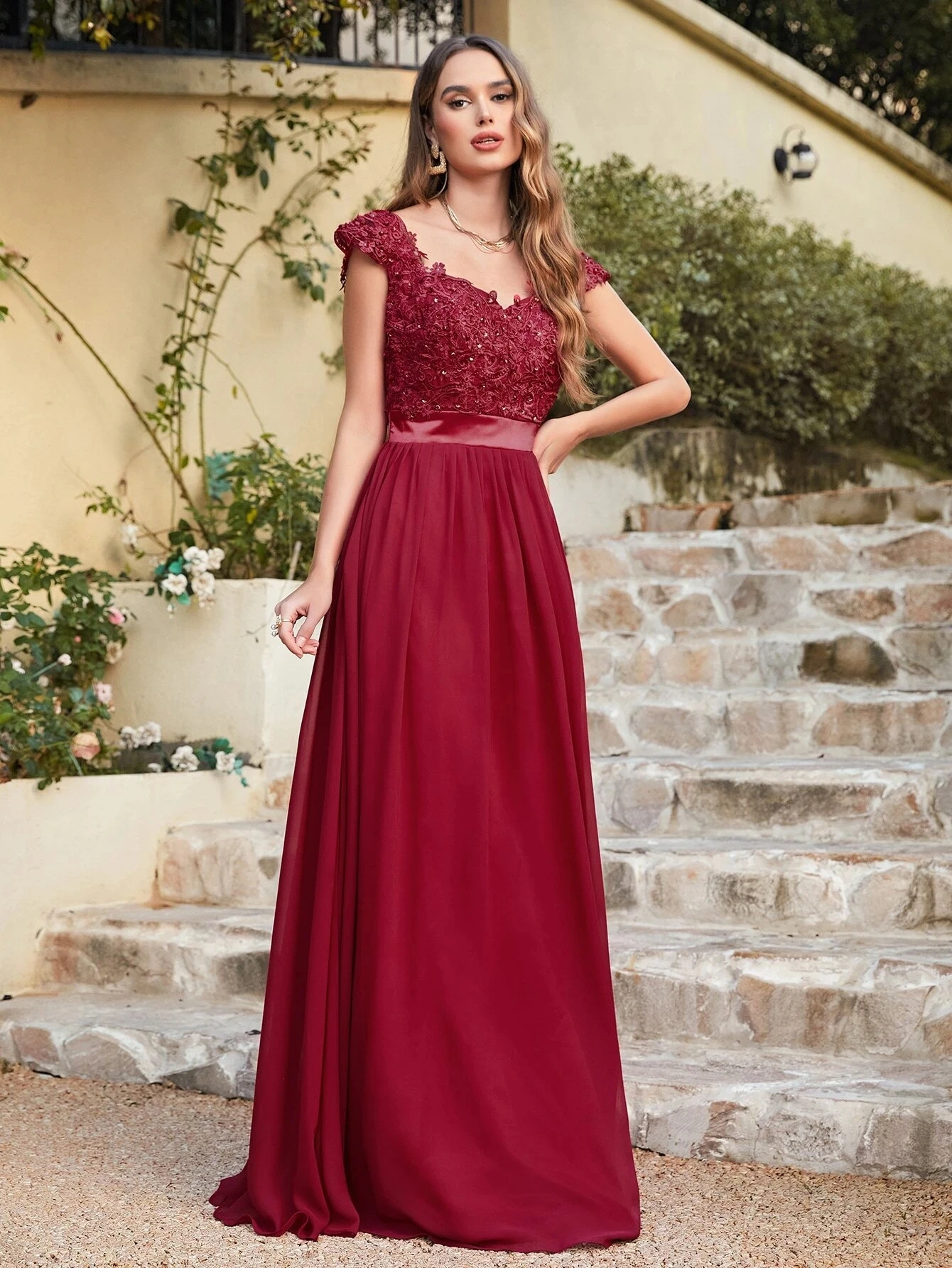 Bridesmaid Dresses Elegant Long Beading Pearls Bodice