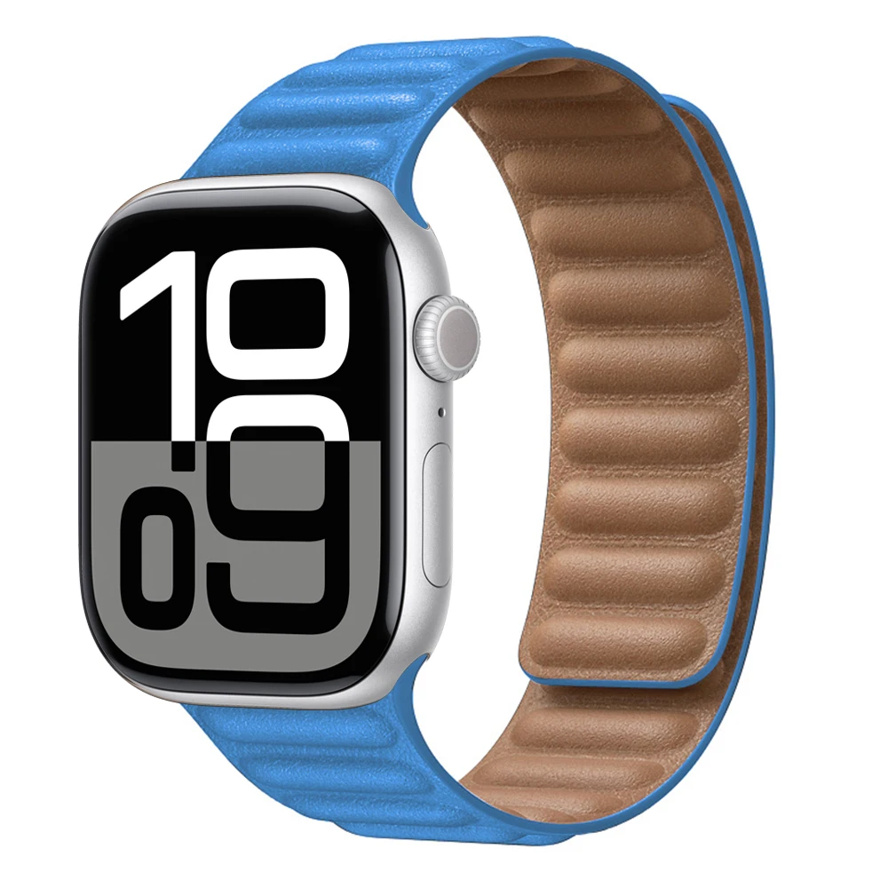 Premium Leather Magnetic Loop Watch Band Strap - Elegant Bracelet Design