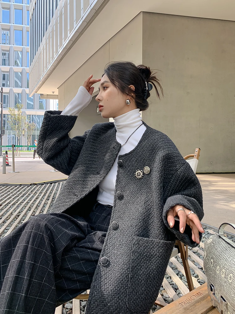 

Small Fragrant Woolen Cloth Jacket Women's Little Man's New Loose Korean Jacket Top In Autumn And Winter 2022