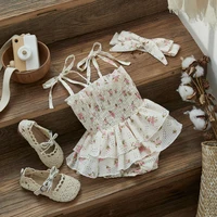 Blumen  Rüschen Sommekleid mit Stirnband – Bild 2