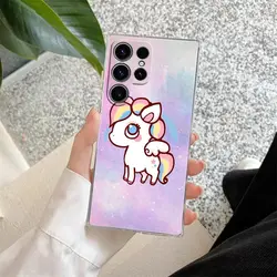 Whimsical Unicorn Rainbow Clear Phone Case Cover for Galaxy S25 Plus (PTTM - CLS 01)