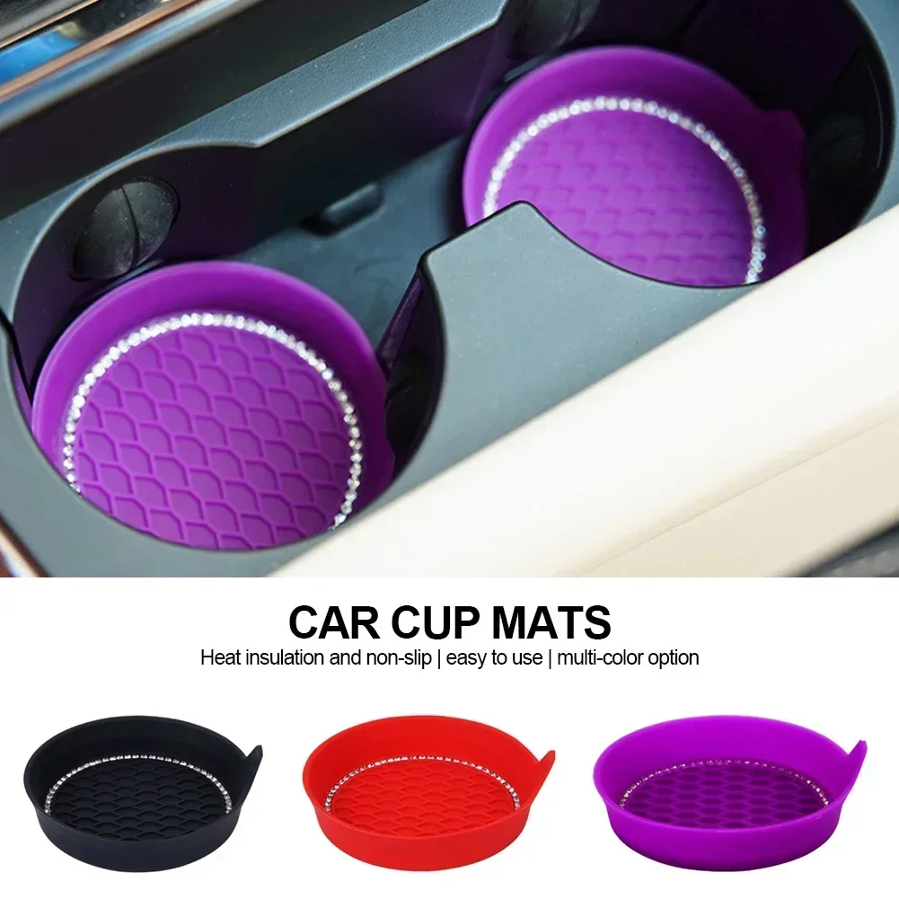 Universal Silicone Mat Non-Slip Car Coaster For Car Water Cup Auto Anti-Slip Cup Pad Drink Holder Mat Decoration Accessories cup holder coasters car coaster pads