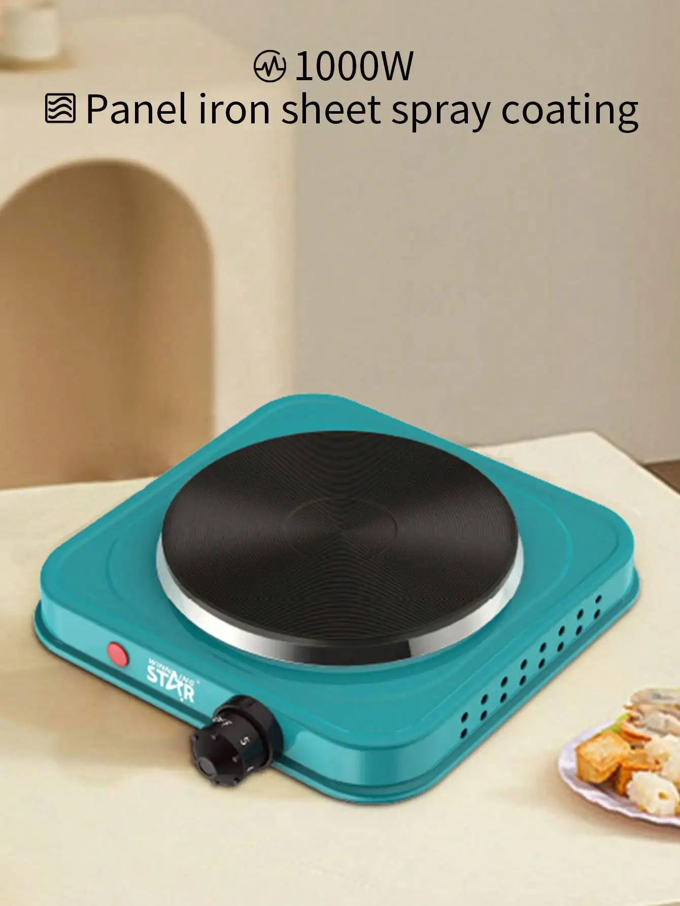 Winning Star 1 件 Electric Hot Plate 1000W 5-Level Temperature Adjustment Single Household Electric Stove Coffee Stove Electric 2