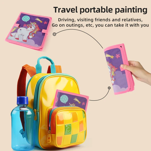 Folding blackboard drawing board for children, capable of repeatedly scrubbing drawing and writing books (with 12 color pen) 6