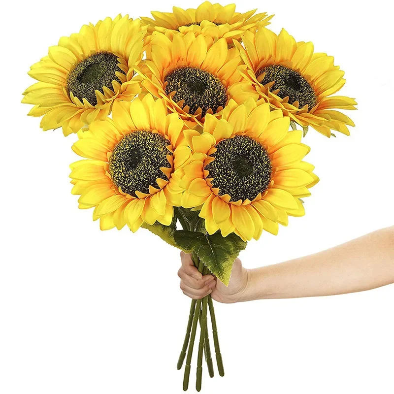 1/3/5pc Sonnenblumen Künstliche Blumen Bouquet Realistische Outdoor Garten Herbst Dekoration Hause Blumen Anordnung Hochzeit Dekor