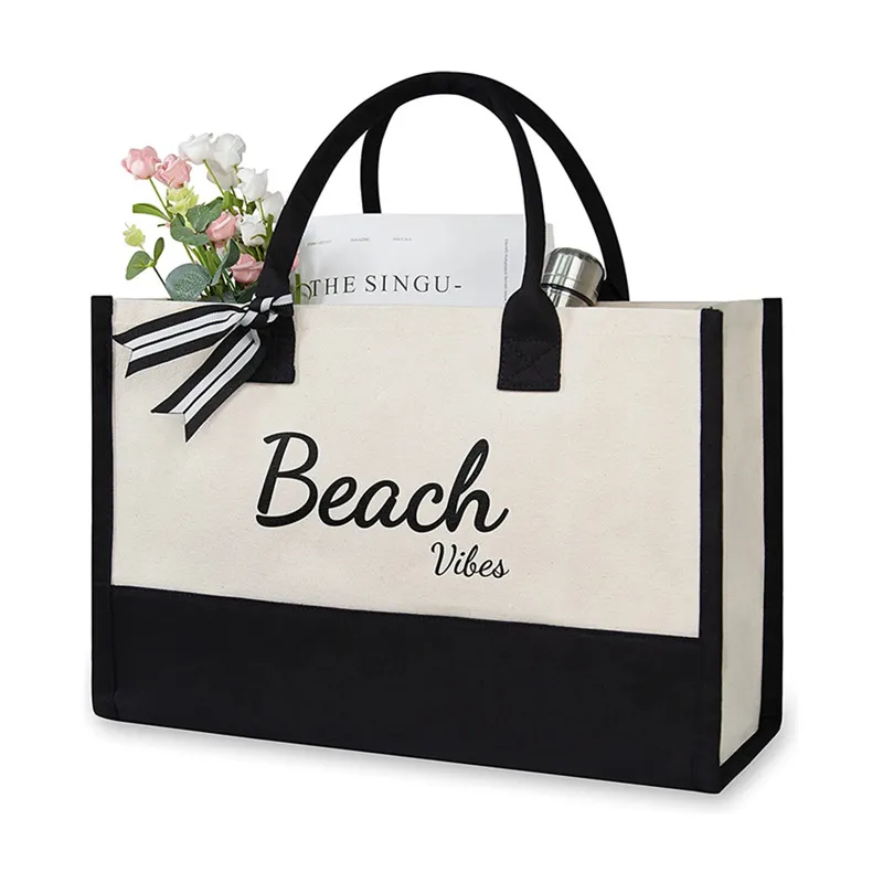 

Пляжная сумка для женщин, Холщовая Сумка-тоут для пляжных аксессуаров, дорожная сумка для отдыха, коротких поездок, отдыха на ночь