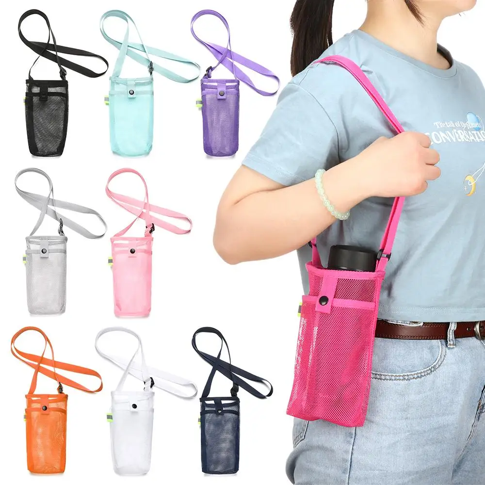 Sport Water Bottle Cover Mobile Phone Bag Camping Accessories Mesh Cup Sleeve Pouch Portable Visible Bag With Strap Best Sellers In Sports & Entertainment