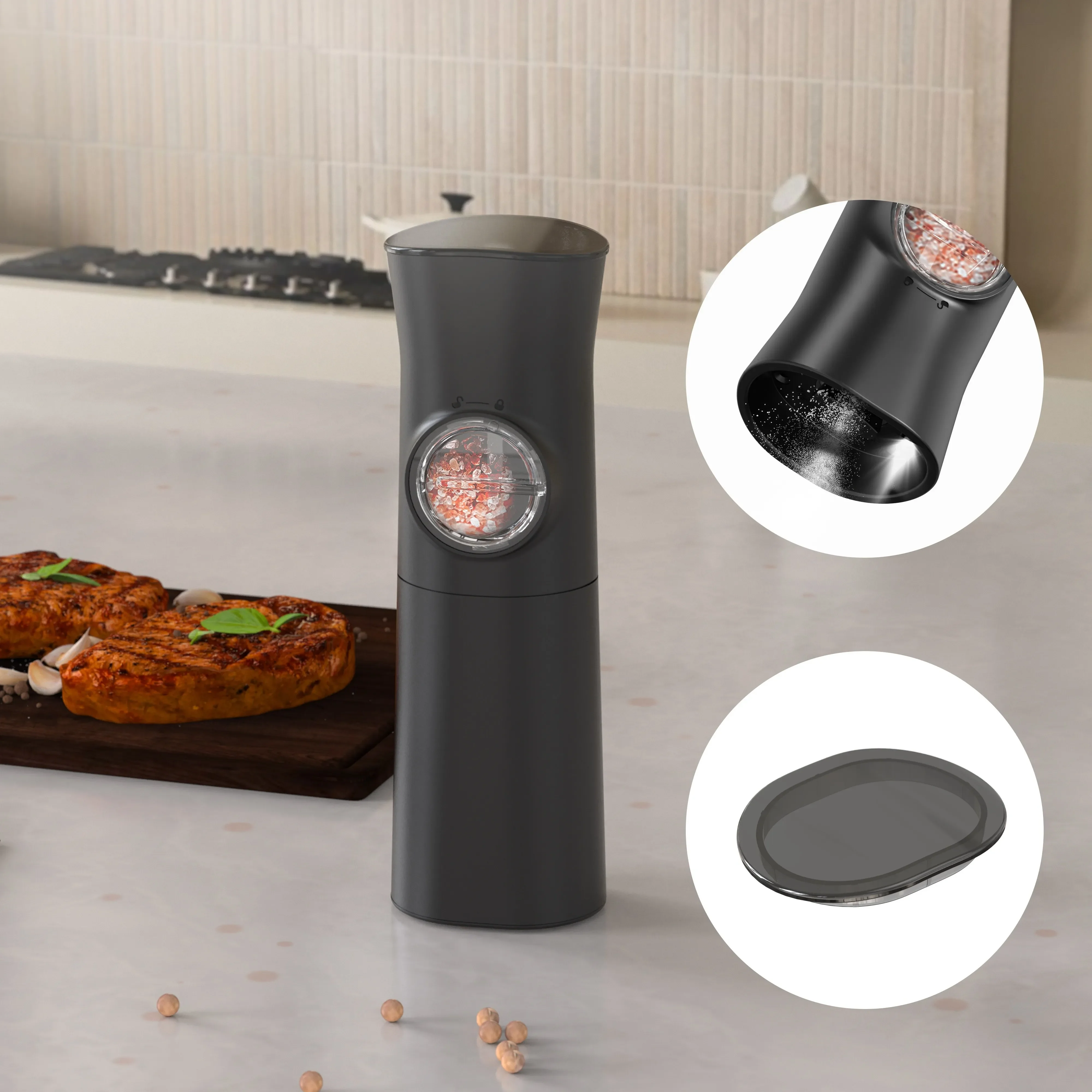 Electric Automatic Salt and Pepper Grinder Set USB Rechargeable Adjustable  Coarseness Spice Mill With LED Light Kitchen Tool - AliExpress