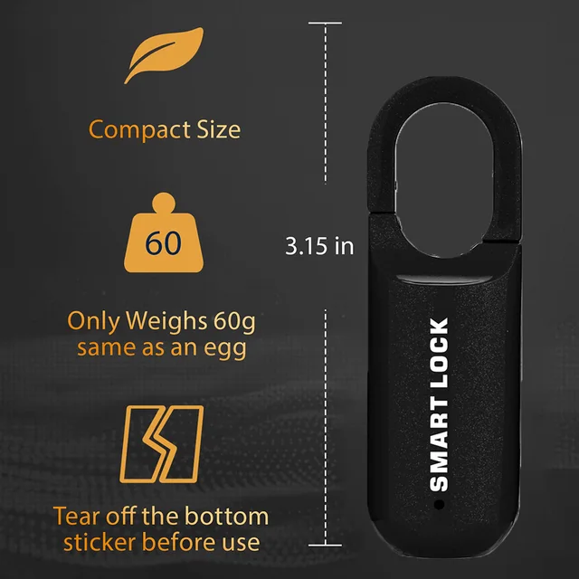 Fingerprint Padlock Smart Keyless Lock for Locker Rechargeable Gym Lock School Locker Lock Biometric Lock Backpack Lock Locker - Image 6