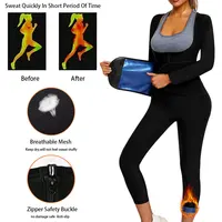 Sauna Jumpsuit For Women Weight Loss Sweat Suit Full Body Top Pants Waist Trainer,Adjustable Belt,Underarm And Crotch Breathable 1