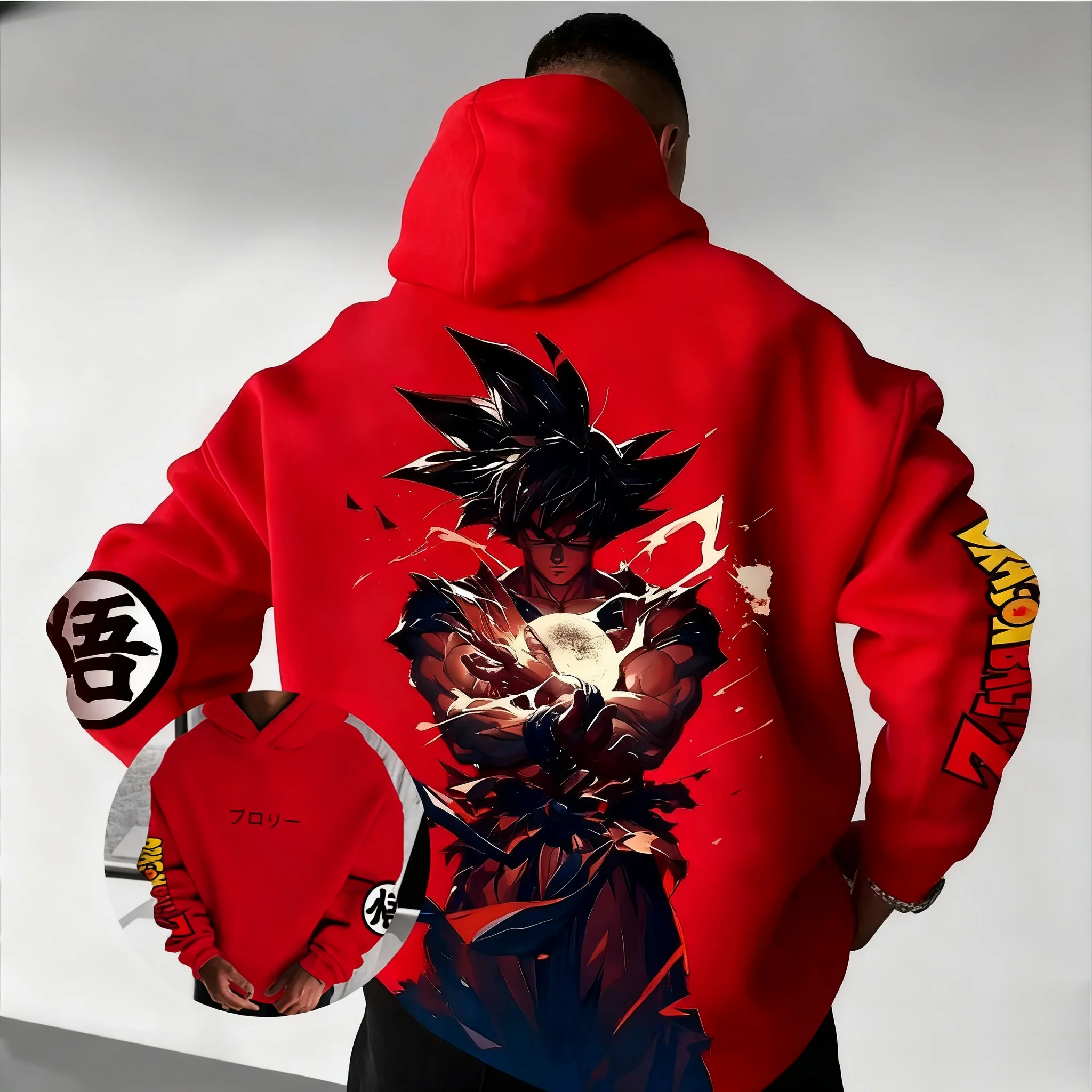 Dragon Ball Goku Übergroßer Anime-Hoodie für Männer und Frauen Vintage Pullover Sweatshirt Neue Herbst Y2k Kapuzenjacke Streetwear Casual Top – Detail 3