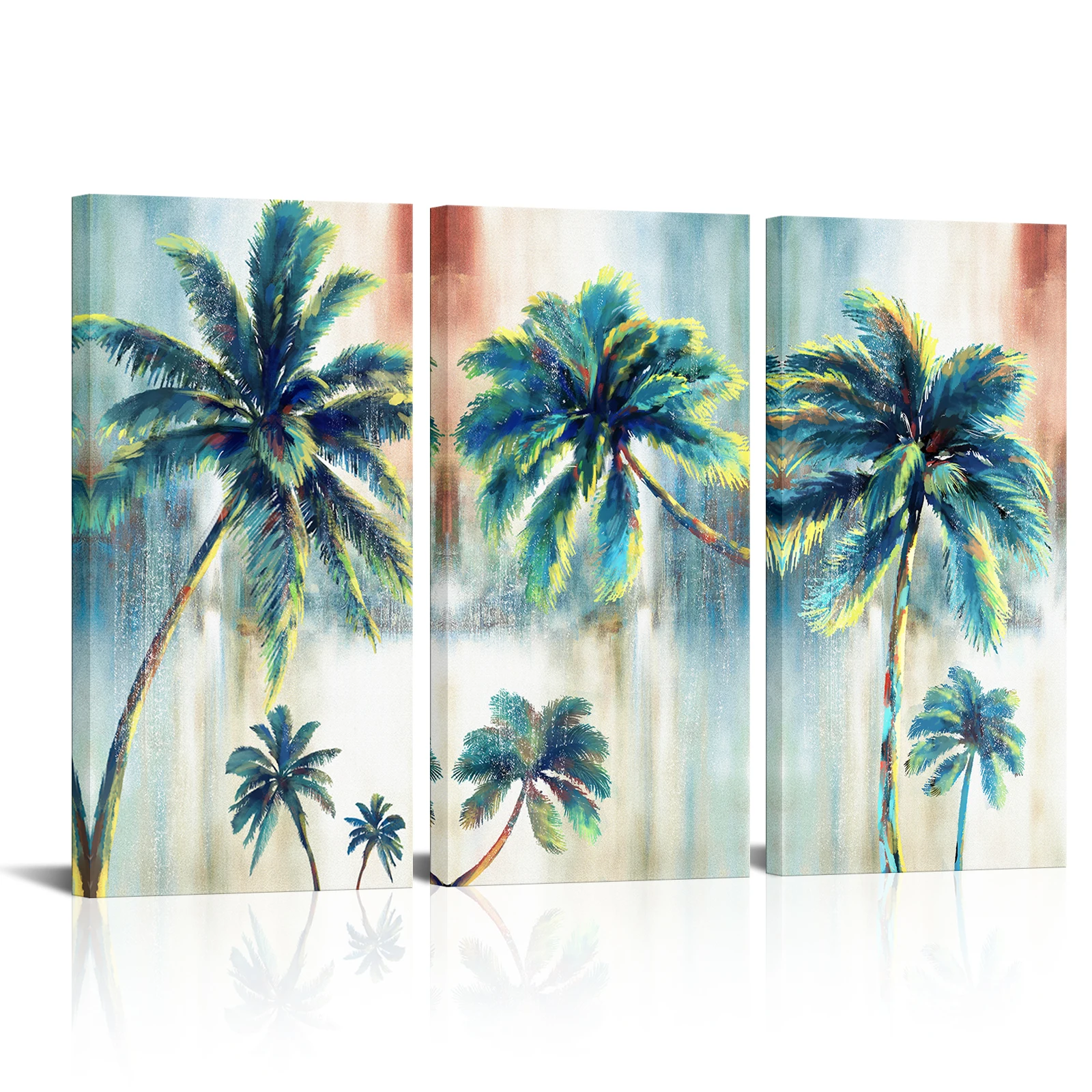 

3 Pieces Coconut Tree Poster Wall Art Abstract Trees Print Canvas Painting Modern Style Pictures Living Room Home Decor