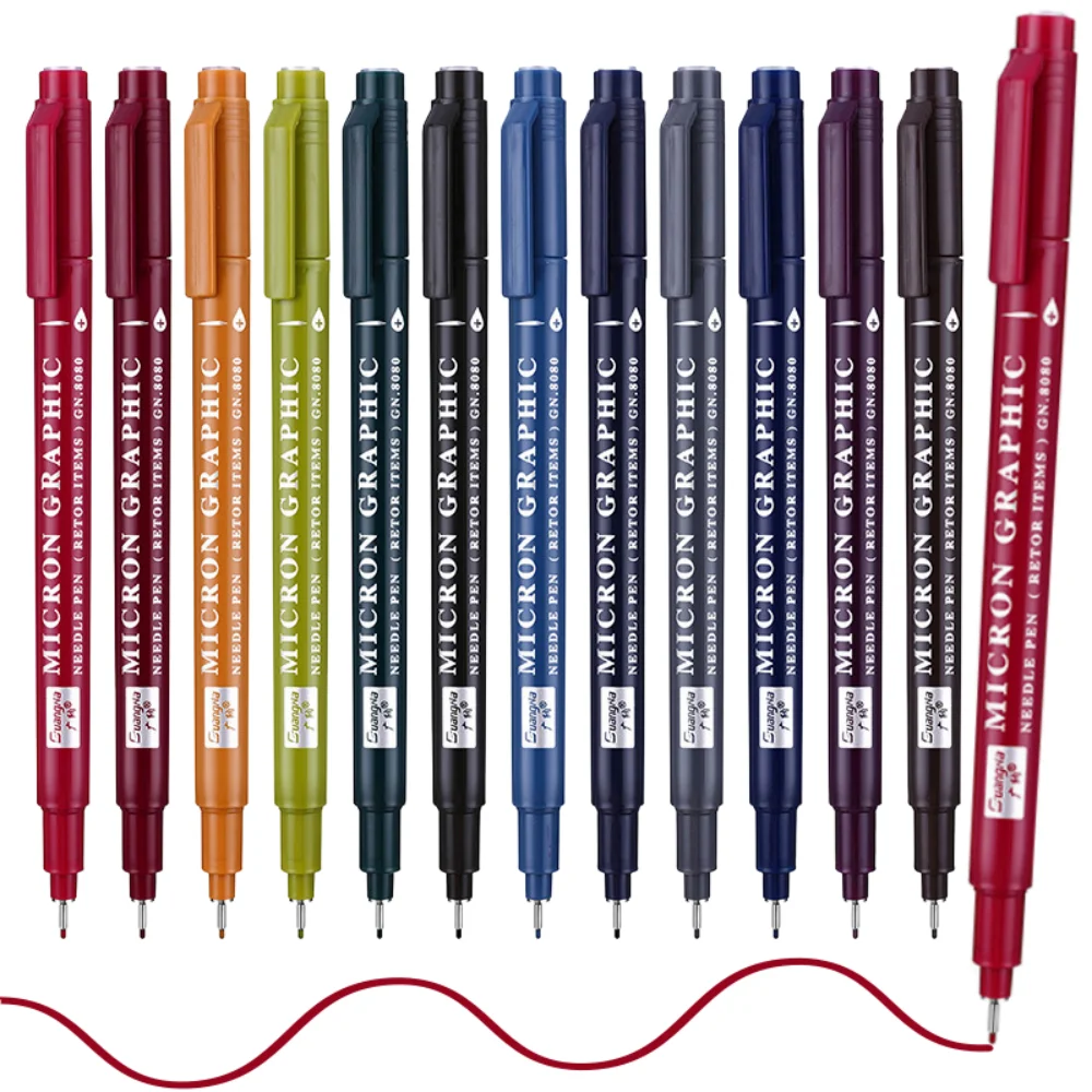 12 Farben 0,5 Micro, Fineliner-Stift-Set, Tinte, Stift mit feiner Spitze, Multi-Liner, Skizzieren, Anime, Künstlerillustration / technisches Zeichnen – Detail 1