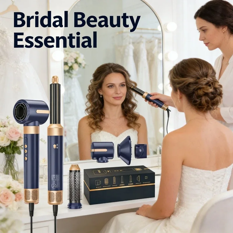 7 In 1 Hair Dryer Brush Brushless High Speed Hair Dryer with Diffuser Ionic Blow Hot Air Styling Comb Auto Curler