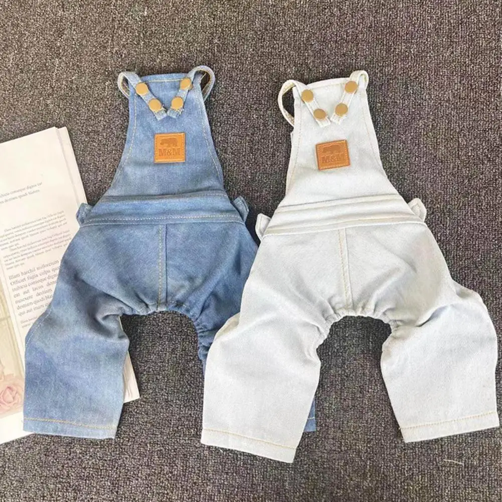 Pet Denim Jumpsuit Solid Color Cosplay Anti-fade Pet Jean Overalls Strap Dress Clothes For Teddy Small Dogs Chihuahua Yorkshire