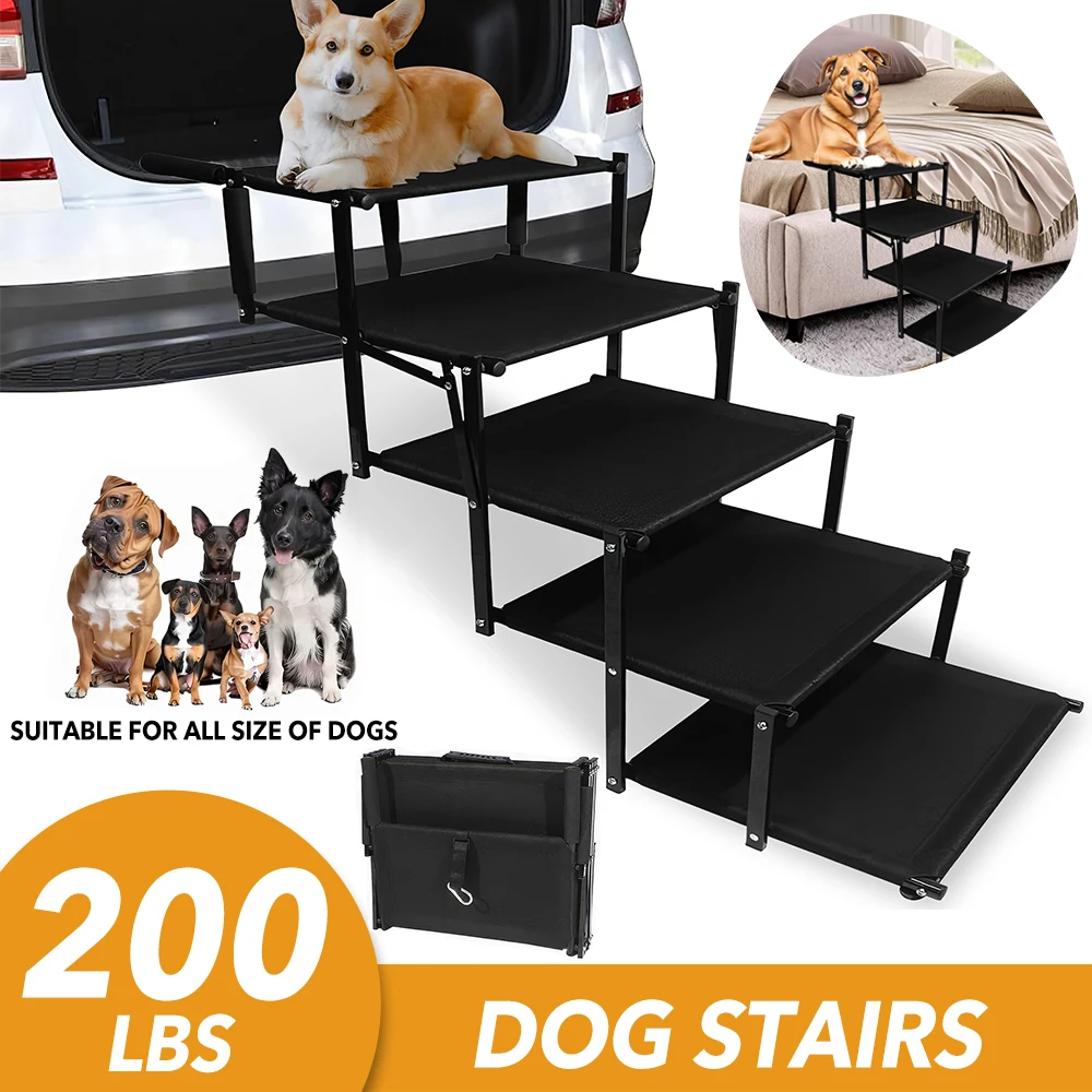 Dog Stairs for Car-Foldable Dog Ramps for Large Dogs with Non Slip Cars