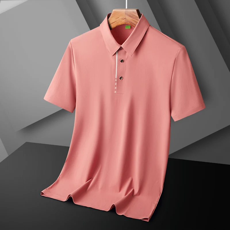 Summer Men's Thin Ice Silk Short Sleeved POLO Shirt Comfortable Loose Breathable Casual Lapel Solid Color Outdoor Sports t-shirt men golf shirt