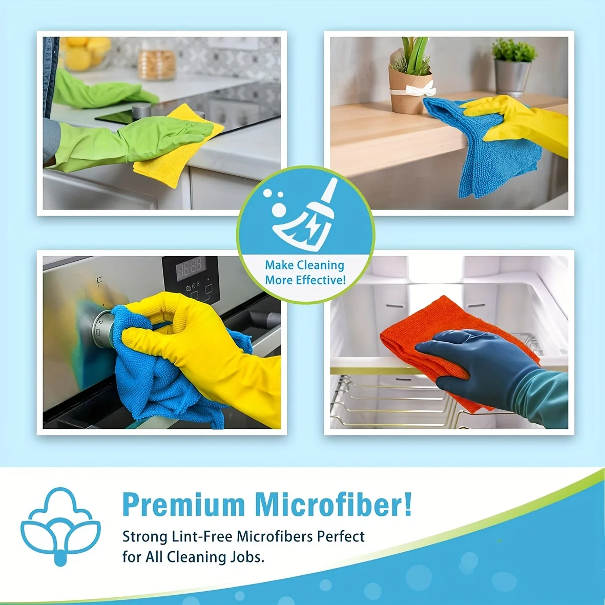 Ultra Absorbent Microfiber Cleaning Cloths - Streak-Free for Outdoor, Bathroom, Kitchen & Patio