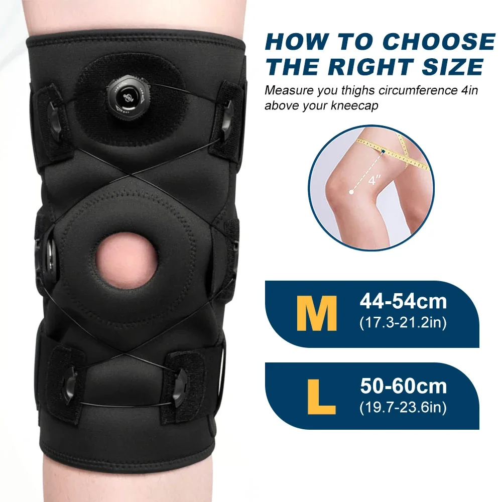 Hinged Knee Brace for Meniscus Tear Adjustable Support for Knee Pain with Hinges & Built-in Side Stabilizers Running 1Pcs knee support