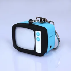 Creative TV - Shaped LED Keychain - Cute Mini Toy with Sound & Light Emission, Unique Novelty Gift (Blue)