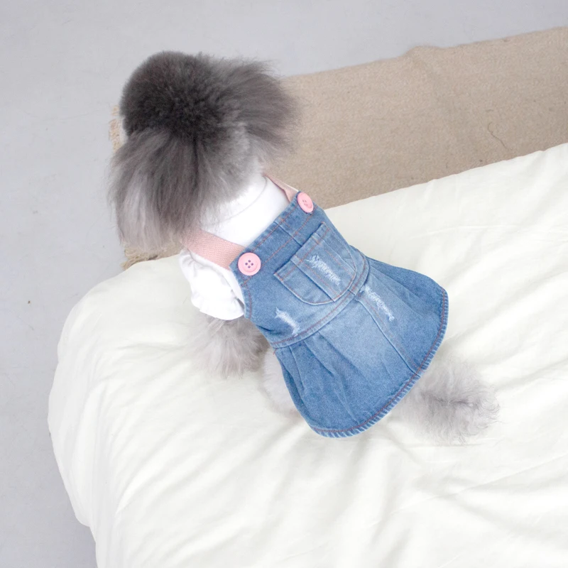 

Cat Dog Dress Denim Skirt Jeans Apparel Summer Pet Clothes Garment Puppy Pomeranian Poodle Chihuahua Bichon Yorkshire Clothing