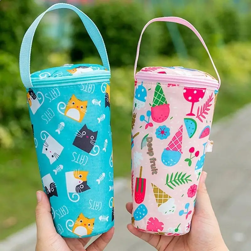 1pc Cute Cartoon Milk Tea Tote Bag Heat Preservation Bag Portable Insulated Cup Cover Eco-friendly Handbag Cup Accessories